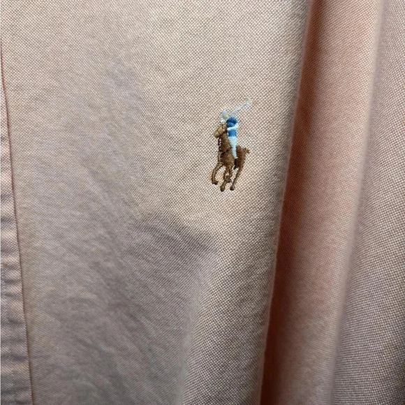 Ralph Lauren Yarmouth Cotton Long Sleeve Button Down Shirt Peach Color Pastel - Picture 5 of 8
